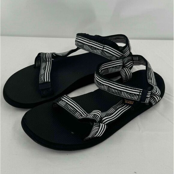 Teva Black White Strappy‎ Sport Sandals F3019A USA 9 main image 2